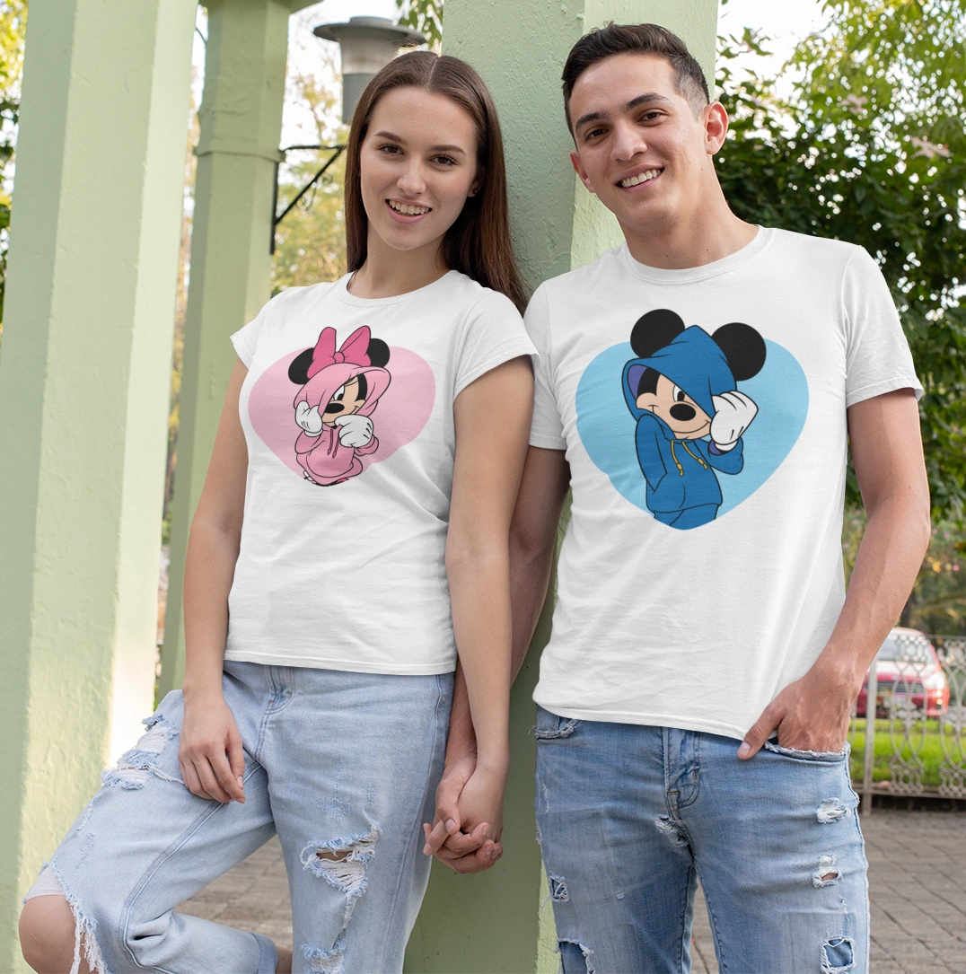 Мъжки и Дамски Тениски MICKEY AND MINNIE БЕЛИ