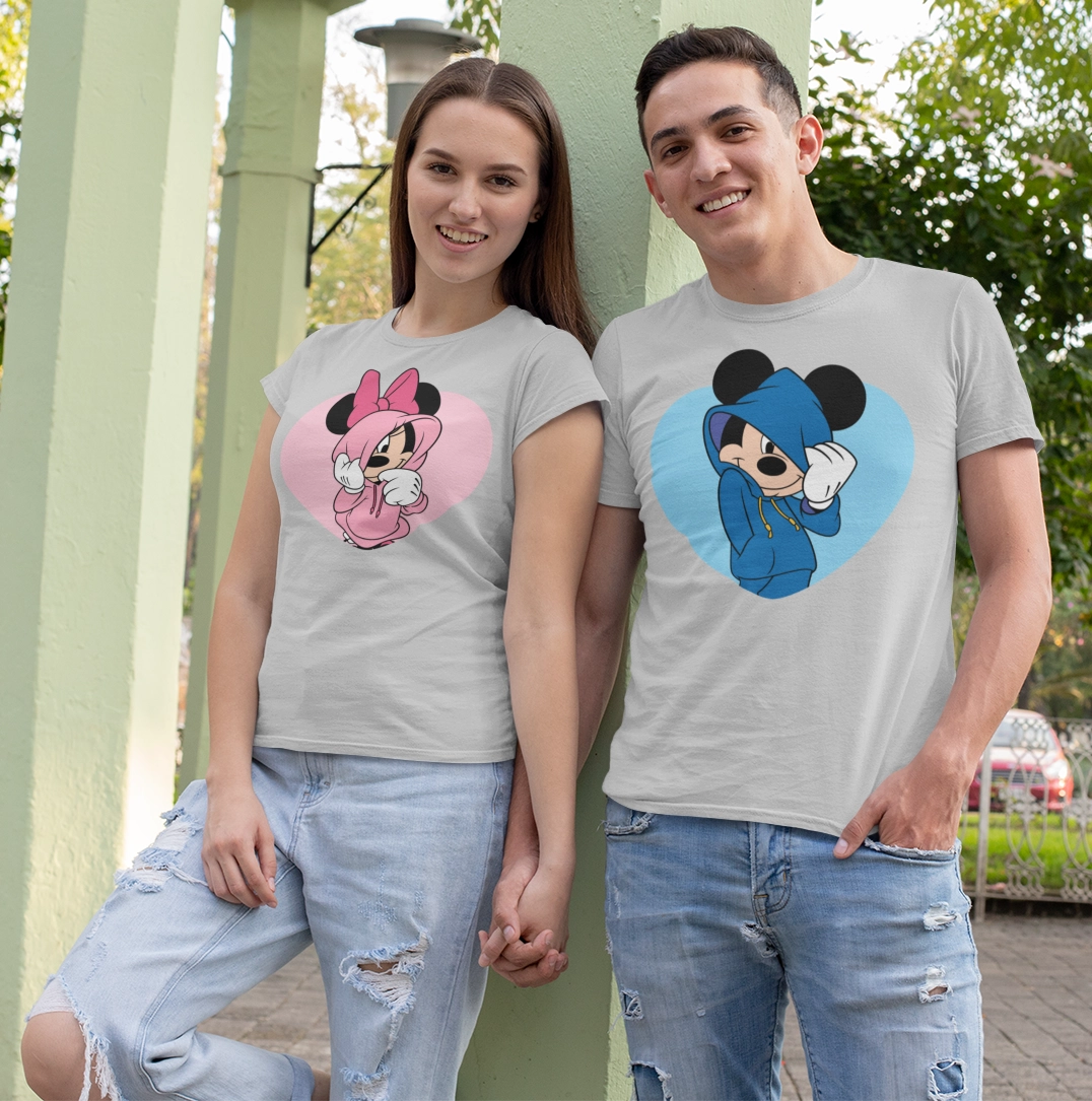 Мъжки и Дамски Тениски MICKEY AND MINNIE СИВИ