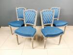 Комплект от 6 Винтидж Френски Неокласически Трапезни Столове в стил Луи XVI Новотапицирани-Copy