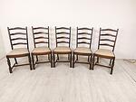 Комплект от 4 Френски Винтидж Трапезни Столове в стил Луи XV Нова Тапицерия-Copy