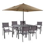 Градински комплект Бени маса с 6 стола и чадър 2 цвята