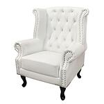 Кожено кресло Полина 1 тип Честърфийлд в бяло
