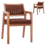 Трапезен стол тип кресло ЛУЧЕРО кожа и дърво