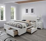 Тапицирана спалня с чекмеджета МОДЕНА 2 160x200 бяло еко кожа