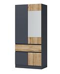 Двукрилен гардероб ЛЕО 2 - 90 см с огледало в 6 цвята