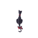 Брошка черна котка с висяща опашка