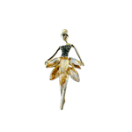 Брошка стилна балерина със златисти кристали