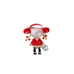 Брошка момиче с плитки и шапка-червено