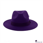 Лилава шапка Fedora с декорация