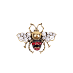 Брошка пчеличка с перли-червено