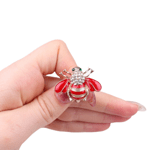 Брошка червена пчела с кристали