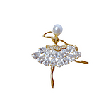 Брошка балерина с цирконий и перла