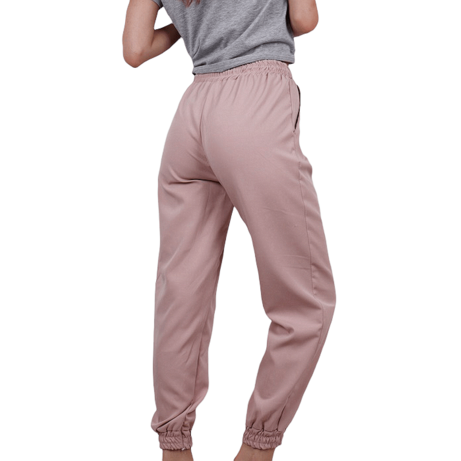 Панталон с ластик в цвят розово