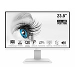 MSI PRO MP243W, 23.8”, 1920x1080 (FHD), 75Hz, 7ms, IPS, 250 nits, Flat, HDMI and DisplayPort, Anti-Flicker and Less Blue Light, Display Kit, Standard VESA, 24M, WHITE