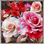 Диамантен Гоблен "Рози" - 40 x 40 см, Кръгли мъниста