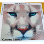 Диамантен Гоблен "Белият Тигър" - 40 x 40 см, Кръгли мъниста
