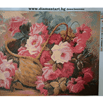 Диамантен Гоблен "Кошница с Рози" - 40 x 50 см, Кръгли мъниста