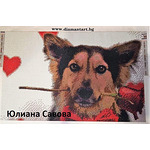 Диамантен Гоблен "Куче, подаряващо роза" - 35 x 55 см, Кръгли мъниста
