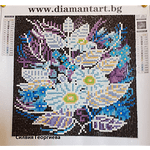 Светещ Диамантен Гоблен "Цветя" - 22 x 22 см, Кръгли мъниста