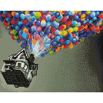 Диамантен Гоблен "Къща с Балони" - 38 x 30 см, Кръгли мъниста