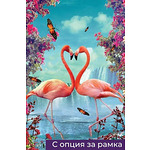 Диамантен Гоблен "Влюбени Фламингота" - 30 x 40 см, Кръгли мъниста