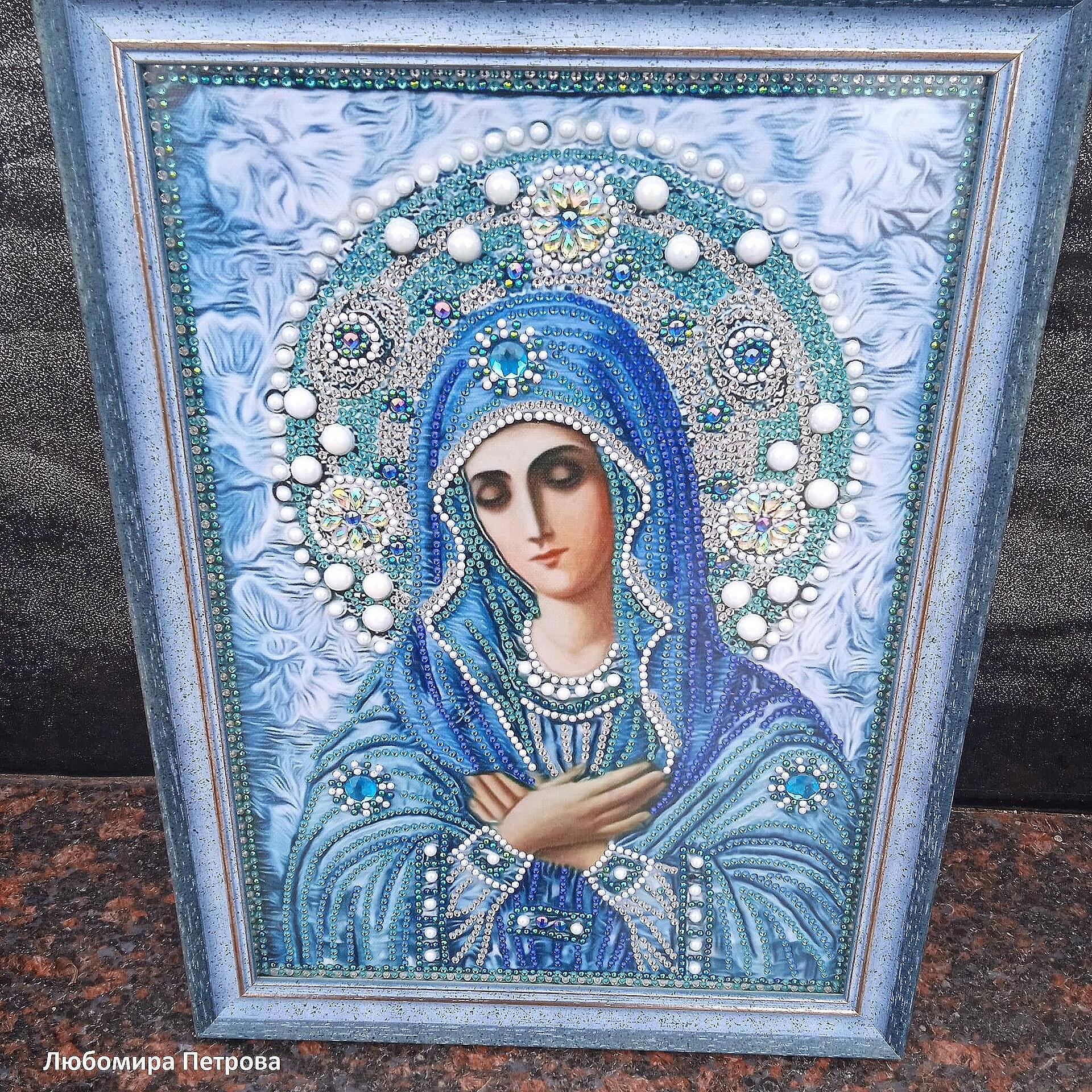 Диамантен Гоблен "Богородица в Синьо" - 24 x 34 см, Специални мъниста