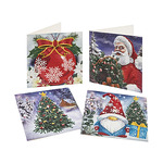 Диамантени Поздравителни Картички за Коледа - 8 броя, Кръгли мъниста-Copy
