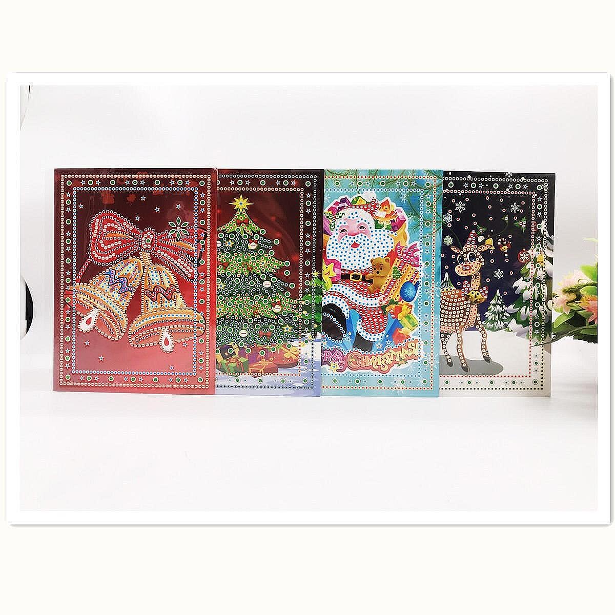 Диамантени Поздравителни Картички за Коледа 3 - 4 броя, Кръгли мъниста-Copy