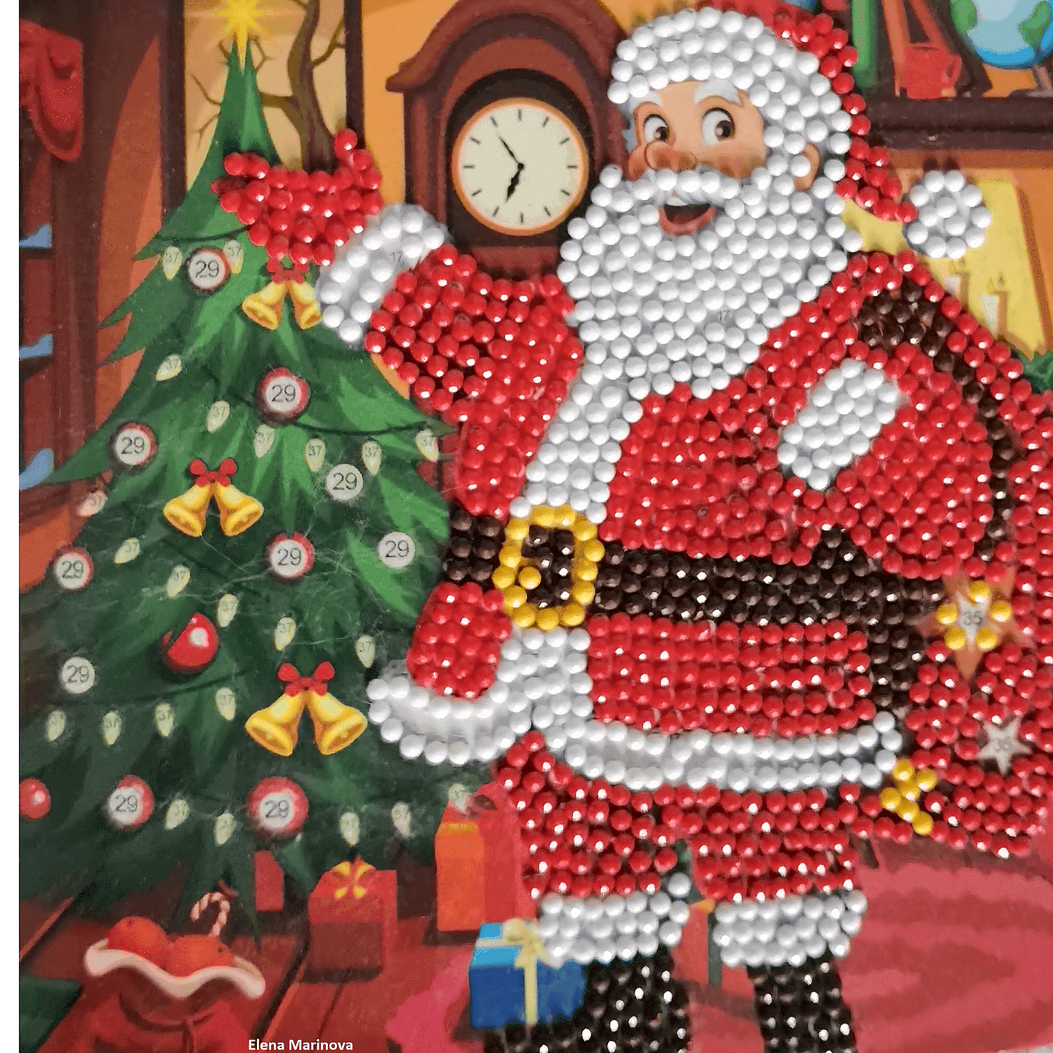 Диамантени Поздравителни Картички за Коледа 5- 8 броя, Кръгли мъниста
