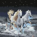 Визуализация на диамантен гоблен Бели коне