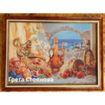 Елмазен Гоблен "Закуска на брега на морето" - 32 x 45 см, Кръгли мъниста
