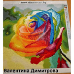 Елмазен Гоблен "Шарена роза" - 40 x 40 см, Квадратни мъниста