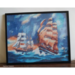 Диамантен Гоблен "Бурно море" - 40 x 50 см, Кръгли мъниста