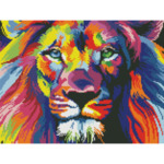 Диамантен Гоблен "Цветен лъв" - 40 x 30 см, Квадратни мъниста-Copy