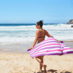 Бързосъхнеща кърпа за плаж Червено/Синьо-Copy