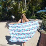 Бързосъхнеща плажна кърпа Фламинго