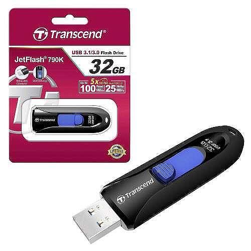 Transcend 32GB JETFLASH 790, USB 3.1, black