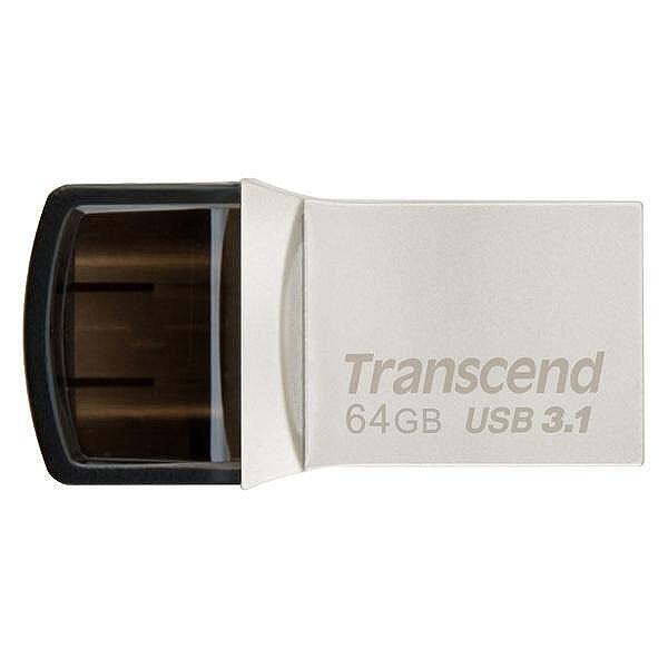Transcend 64GB JETFLASH 890S, USB 3.1 Type C, Silver Plating