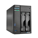 Asustor Lockerstore 2 AS6602T, 2-Bay NAS, Intel Apollo Lake Quad-Core J4125 up to 2.7GHz, 4 GB SO-DIMM DDR4, M.2 Slots (2280 NVMe SSD) x2, GbE x 2, USB 3.2 x 3, HDMI 2.0, WOW (Wake on WAN),