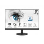 MSI PRO MP271, 27", IPS, 5ms, FHD 1920x1080, Exclusive Display Kit, Anti-Glare, Less Blue Light, Anti-Flicker, Speakers 2x2W, HDMI (Up to 75Hz), VGA, Mic-in, Headphone out, 250 cd/m2, Tilt,