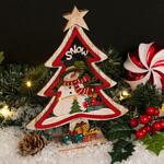 Коледна декорация Елха със снежен човек 55см 83238-Copy