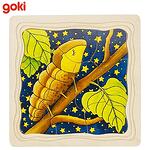 Дървен многослоен пъзел Жизненият цикъл на пеперудата Goki 57523