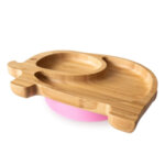 Детска бамбукова чиния с отделения Слонче, розова Eco Rascals 55021