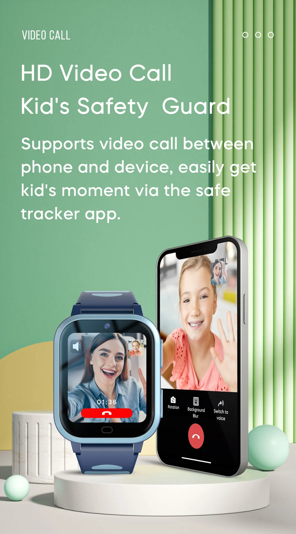 D5 1.69-inch HD Camera Video Call Position Tracker Android 8.1 4G Kids Smart Watch - Blue 5