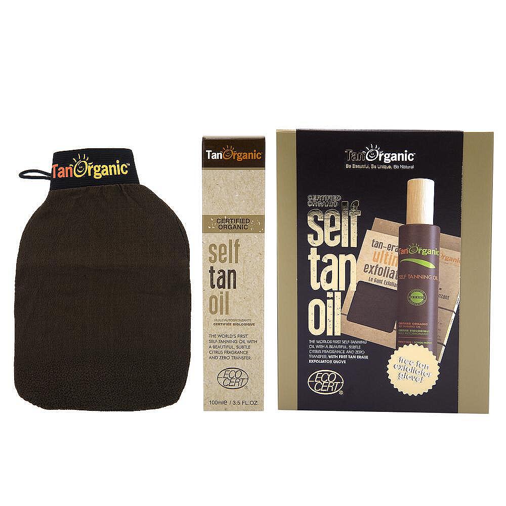 Подаръчен комплект: Масло автобронзант и ексфолираща ръкавица Gift Set: Self Tan Oil + Tan Erase