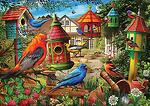 Авторски Пъзел от 3000 части - Градината с къщичките за птици (120х85)