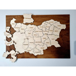 Дървен пъзел с картата на България
