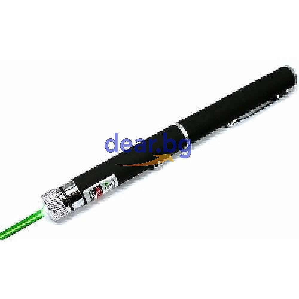 Зелена лазер писалка с 5 приставки