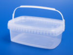 Пластмасова прозрачна кутия 3л правоъгълна за хранителни продукти.Пластмасова кутия за 2 бучки сирене