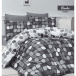 Спално бельо 3 части за единично легло Бунку Грей - графитен шик в сиво и бяло